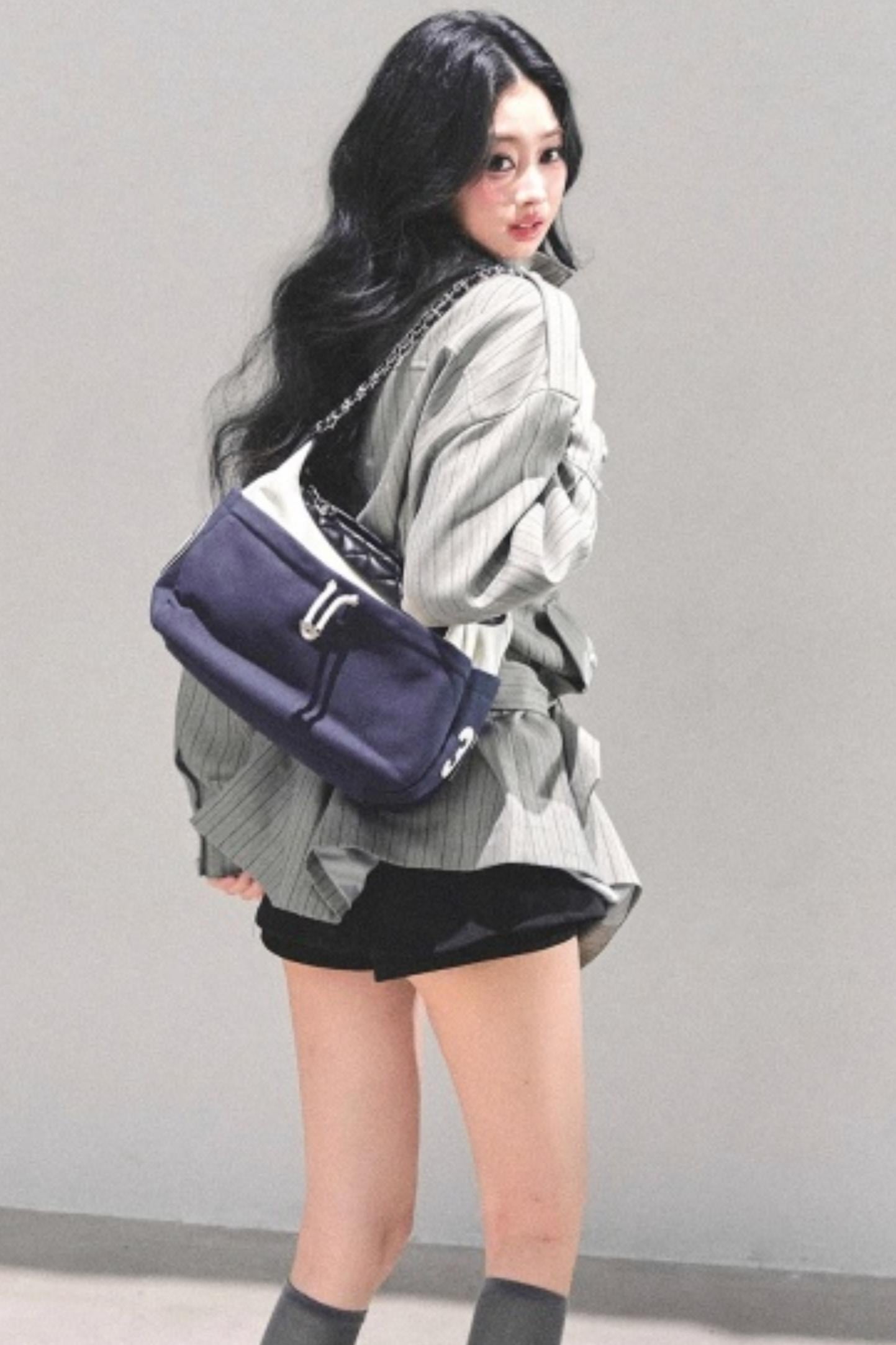 High-Neck Striped Jacket