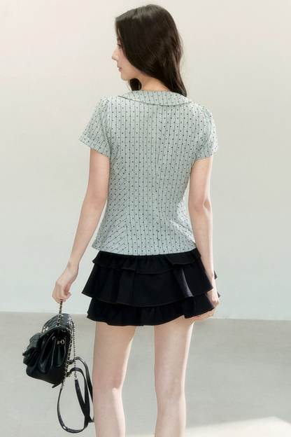 Artistic Plaid Doll Collar Blouse