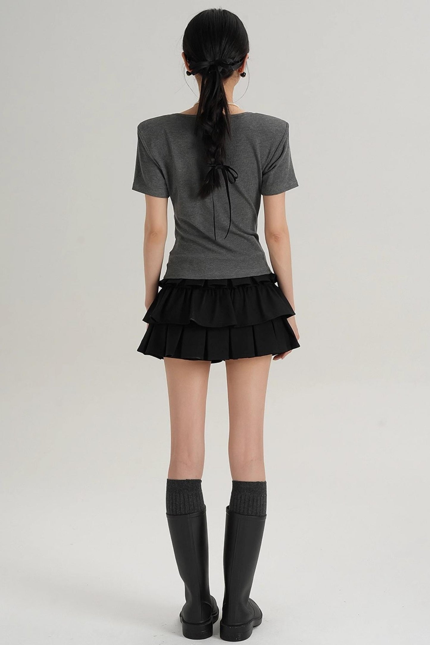 Pleated V-Neck Blouse