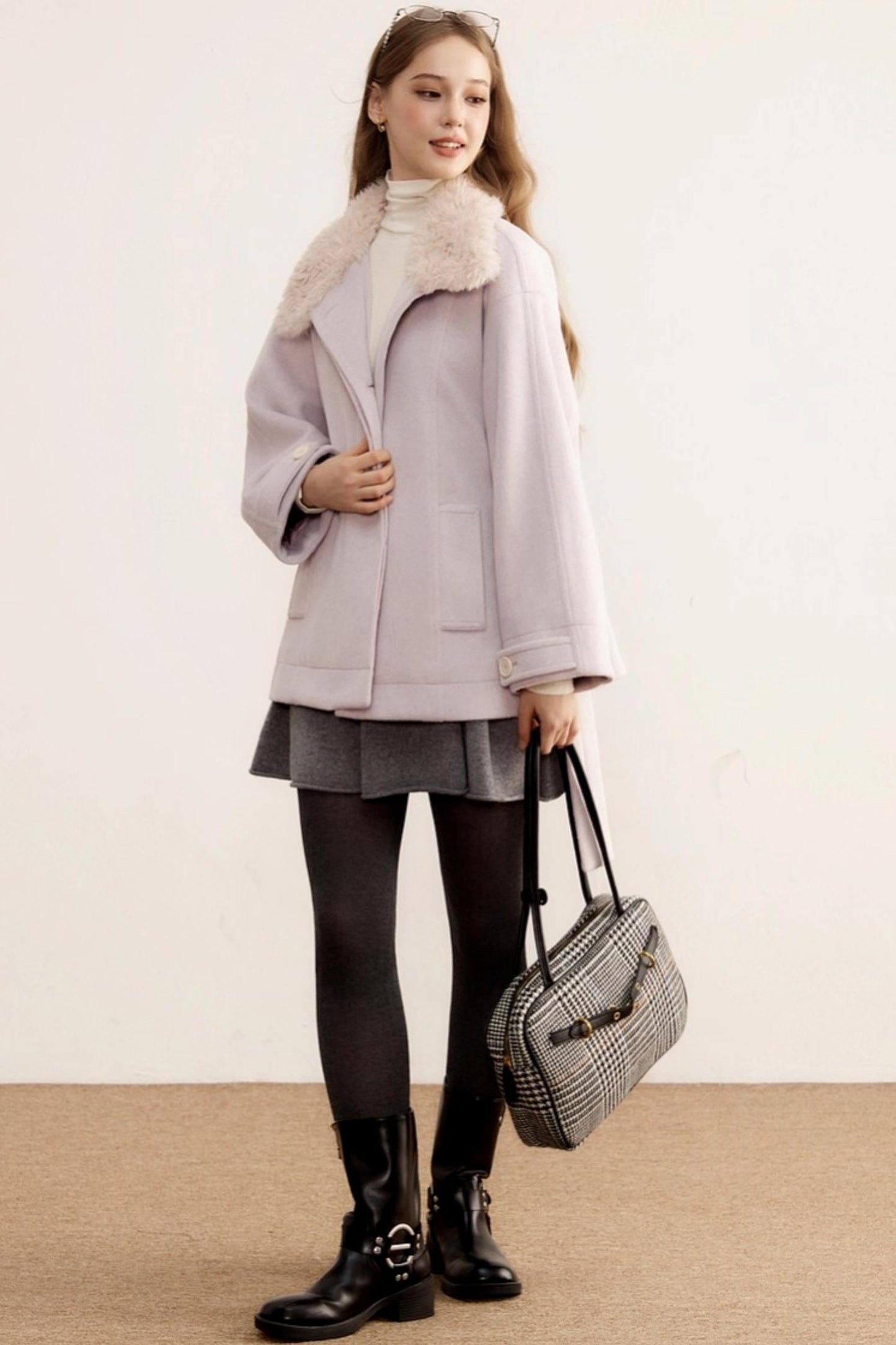 Woolen Mid-Length Winter Plush Wool Coat