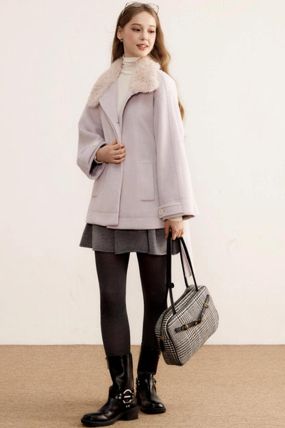 Woolen Mid-Length Winter Plush Wool Coat