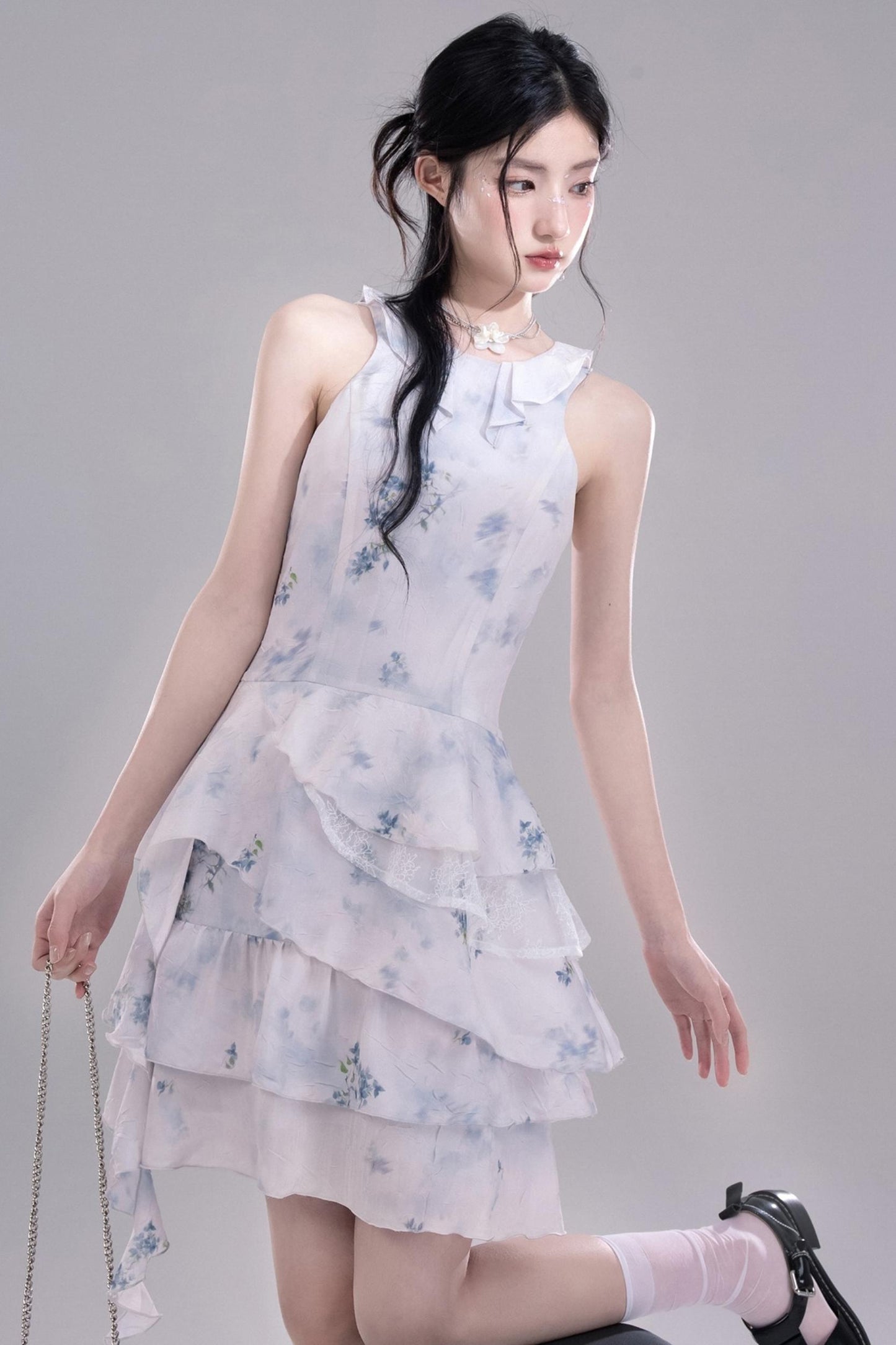 Fluid Floral Cascade Dress