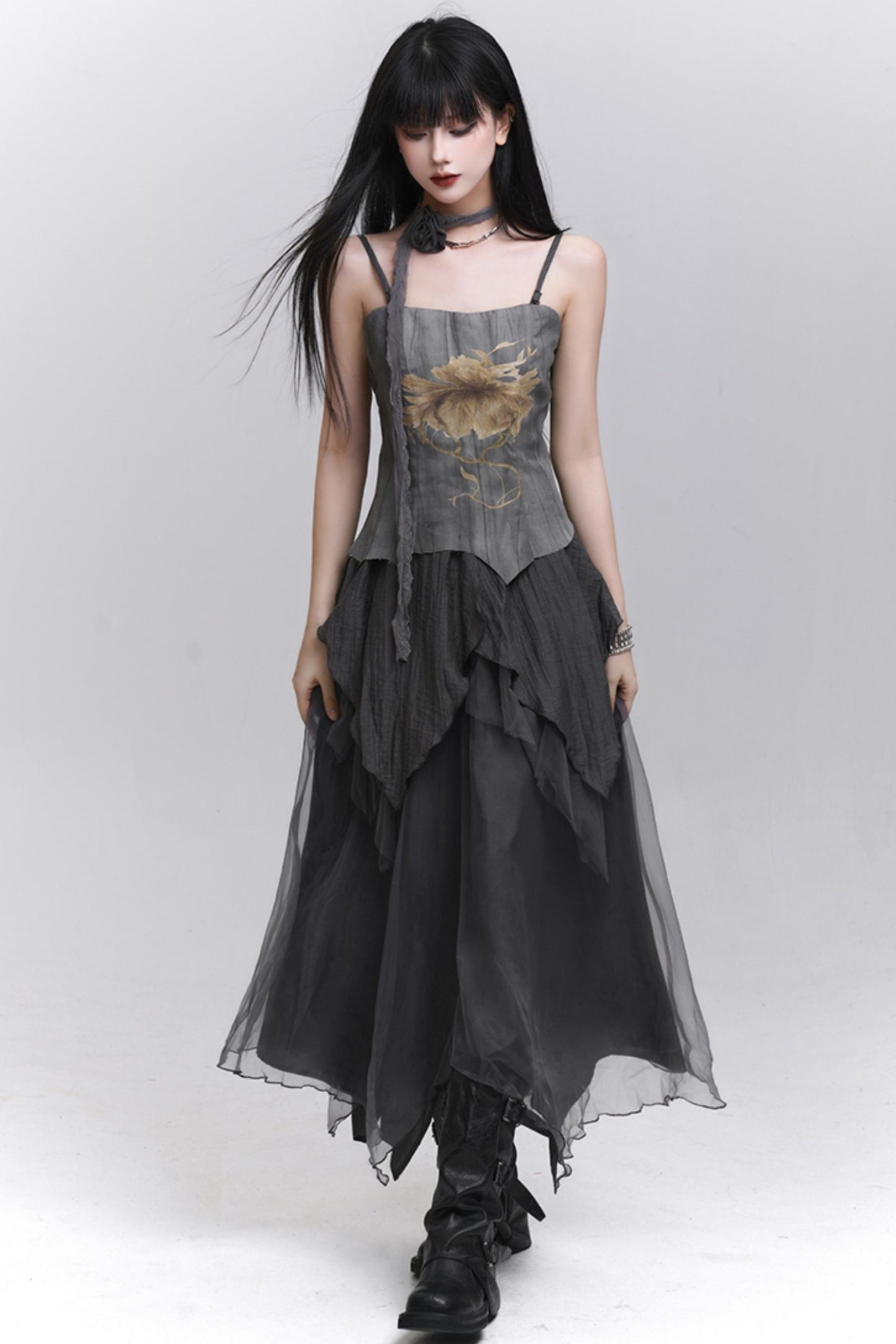 Summer Gray Halter Dress