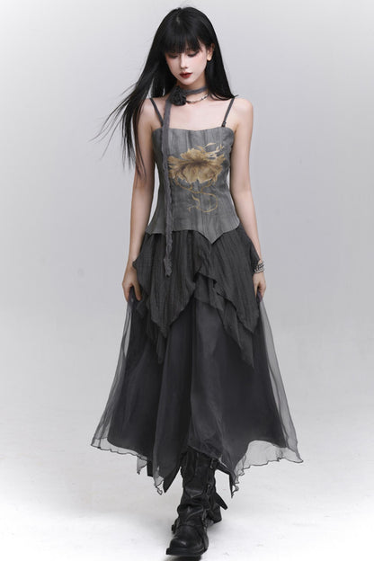 Summer Gray Halter Dress