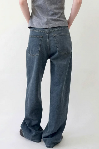 Pantaloni in denim vintage a vita alta