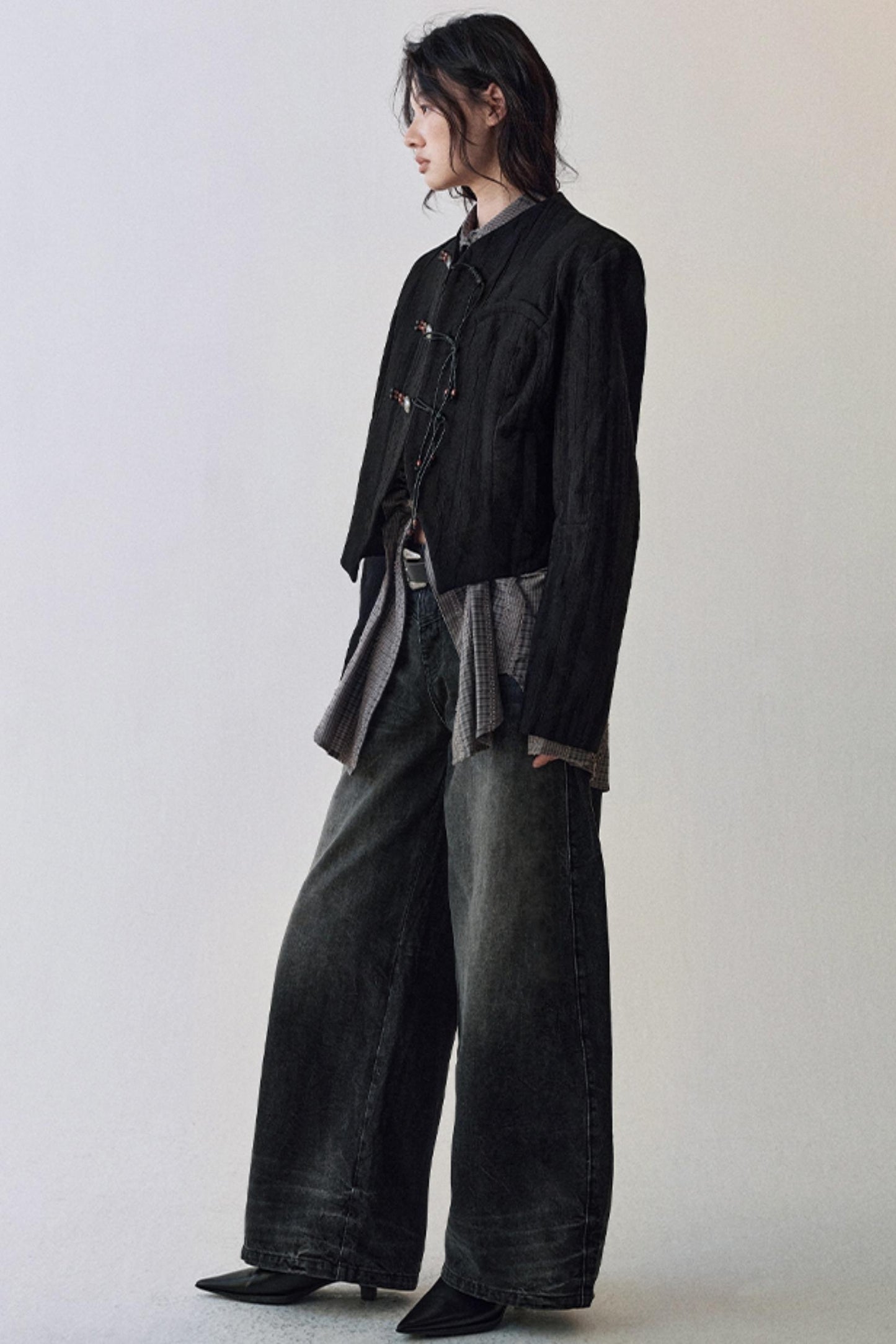 Gothic Plaid Flower Shirt & Skirt Set-Up