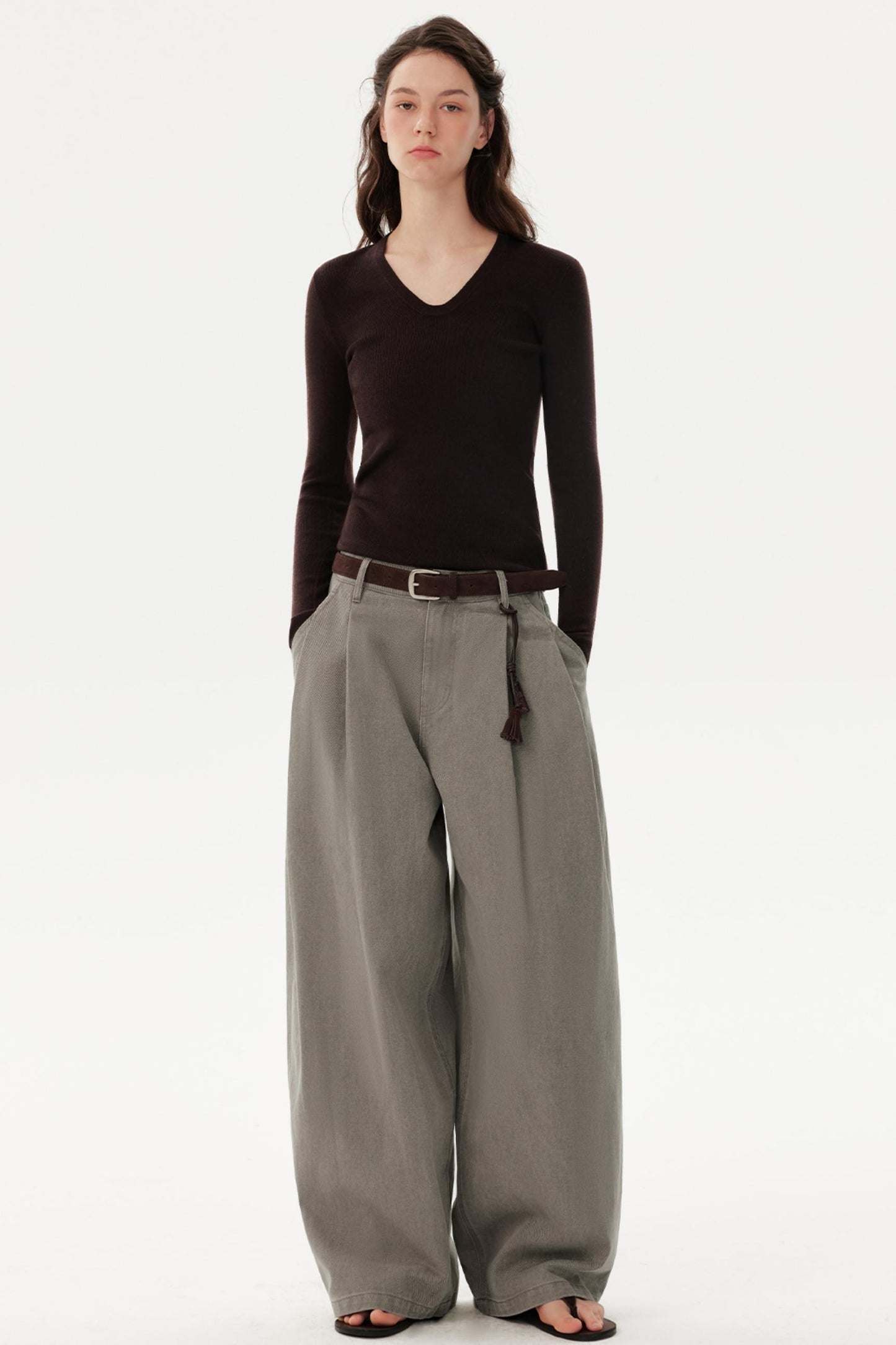 Retro Pure Cotton Pleated Pants