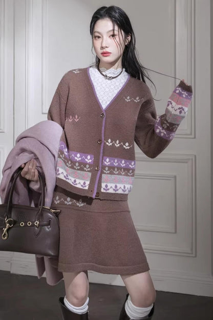 Winter Tulip Wool Cardigan Set