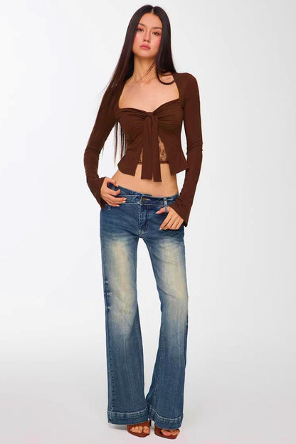 Lace Patchwork Bell Sleeve Top