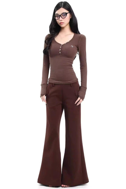 Retro Gray Flared Pants