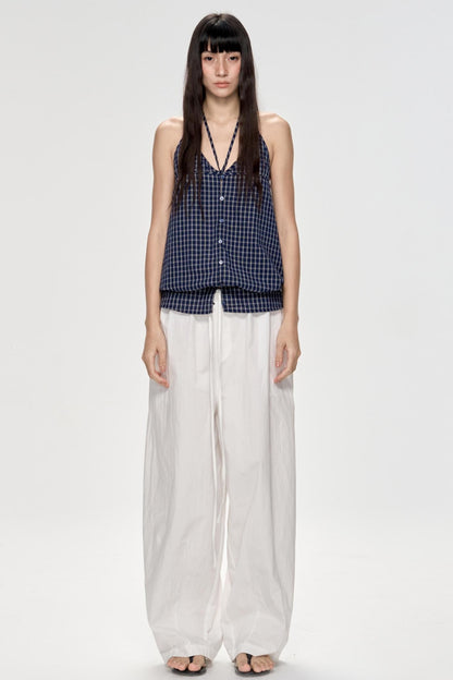 Backless Plaid Tank Top