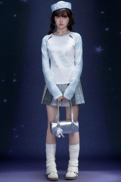 Energetic Striped Raglan Sleeve T-Shirt