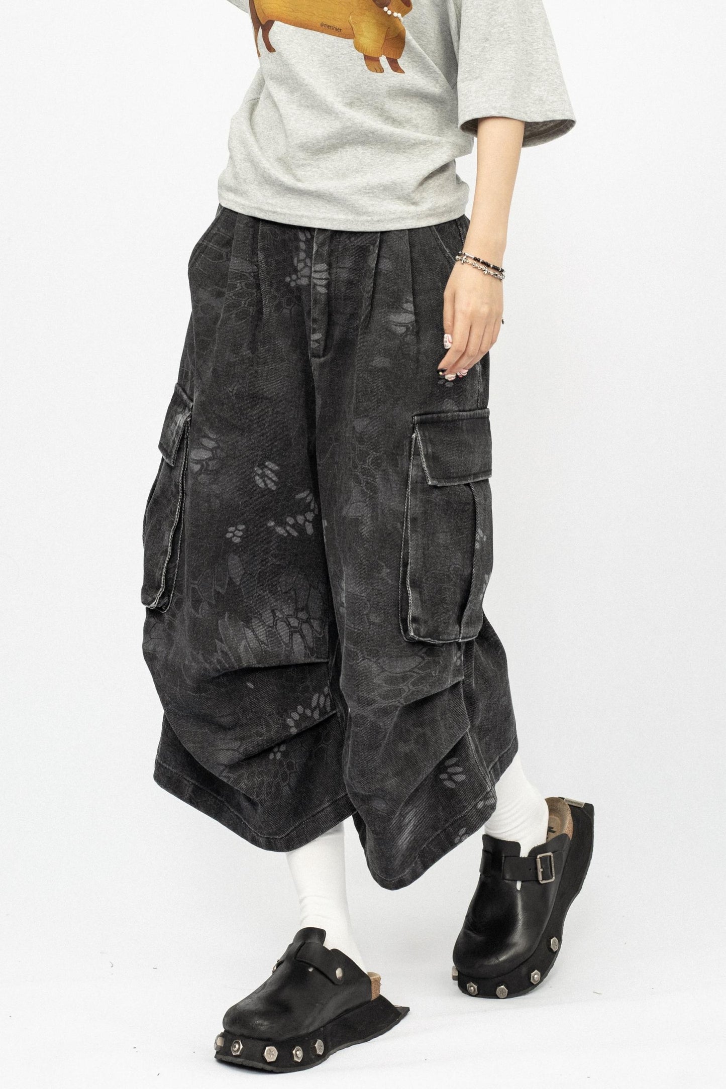 Vintage Camouflage Wide-Leg Pants