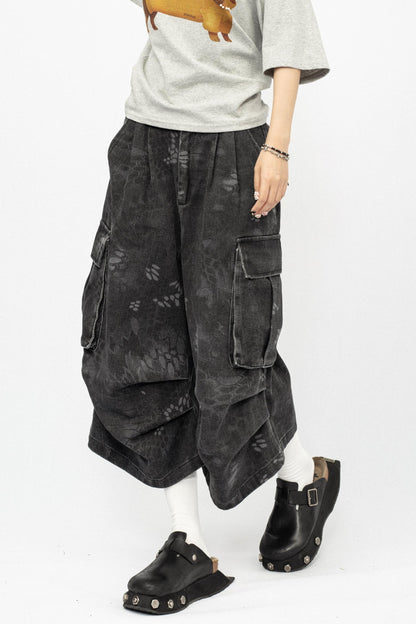 Vintage Camouflage Wide-Leg Pants