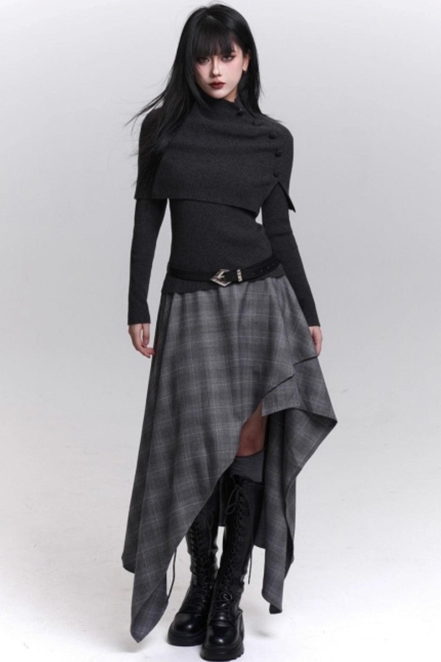Stunning Gray Plaid Skirt