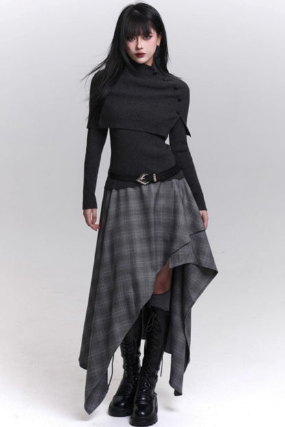 Stunning Gray Plaid Skirt