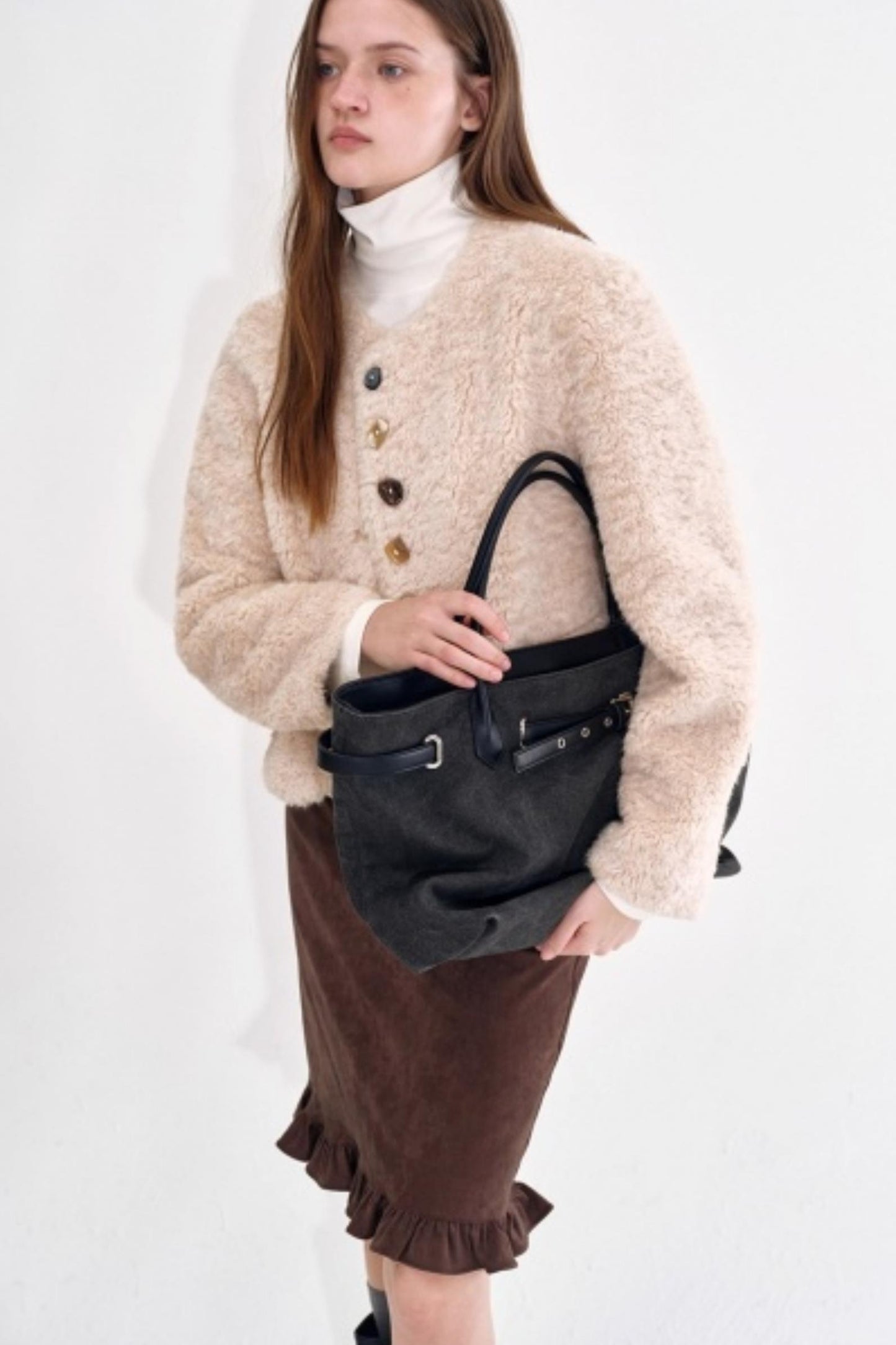 Rainbow Candy Button Shearling Jacket