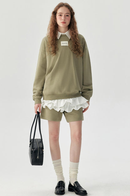 Autumn Heavy Cotton Crew Neck Sweatshirt Set-Up