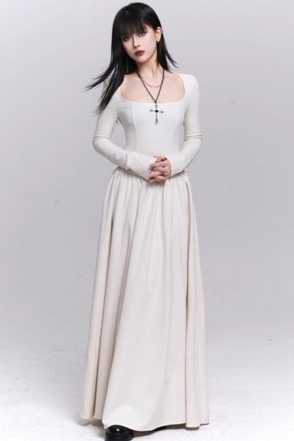 Off-White Cape Dress Set