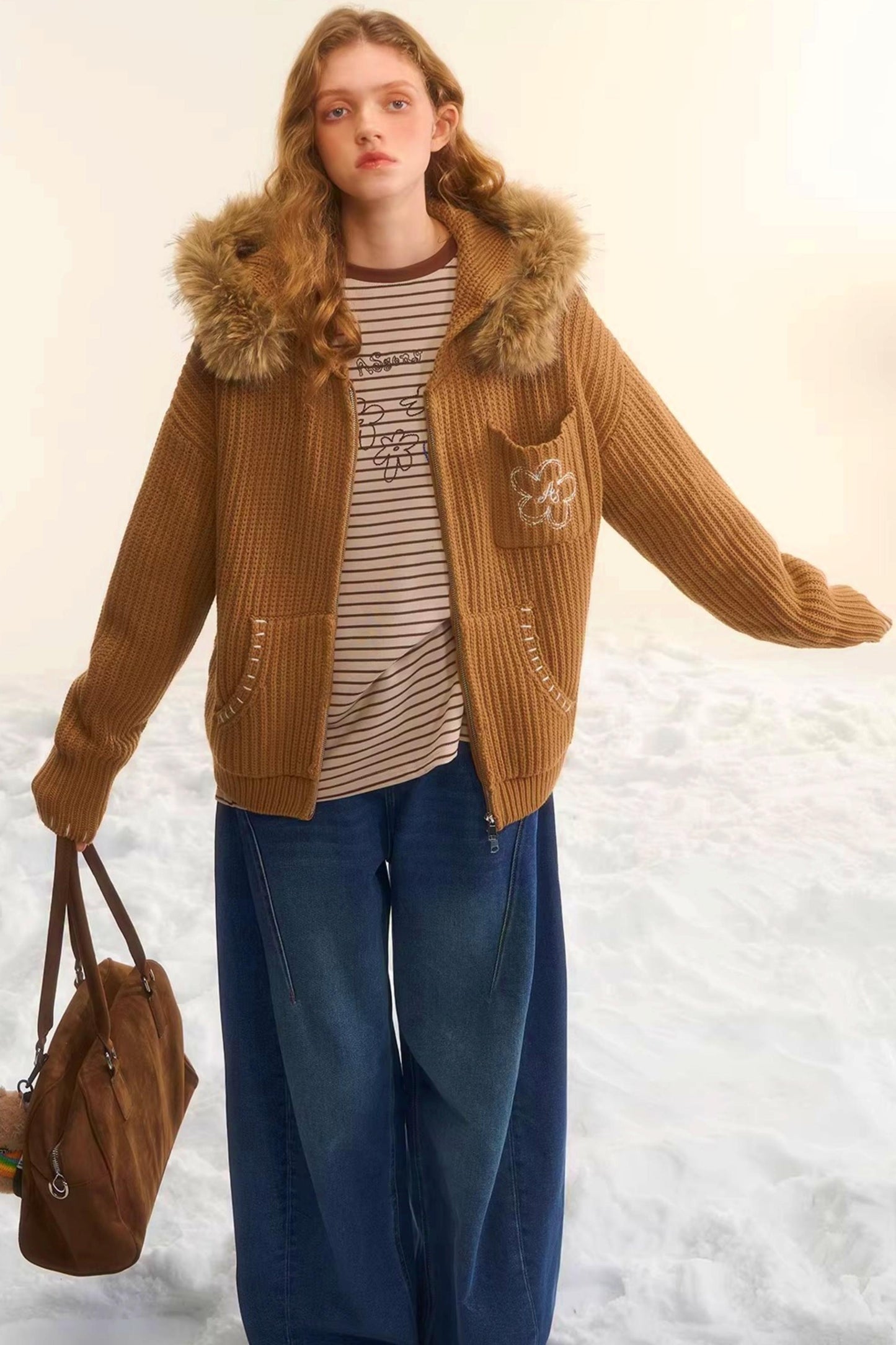 Brushed Distressed Retro Jeans