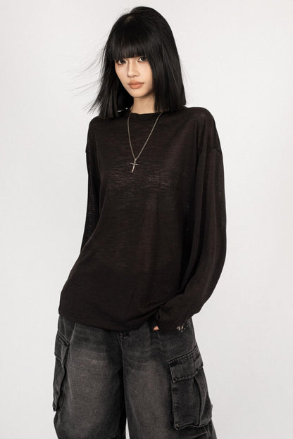 Simple Black Knitwear Sweater