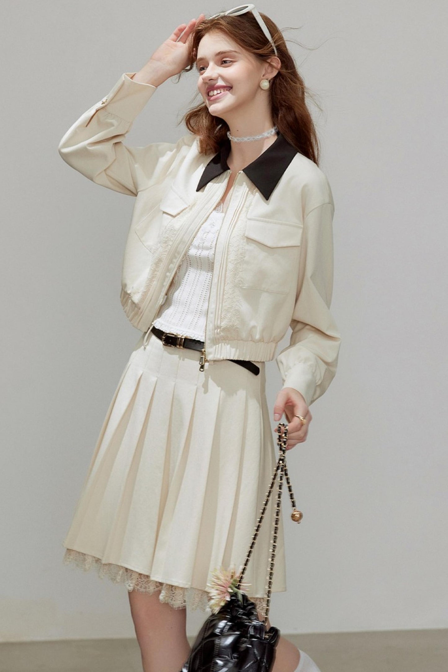 Autumn Lapel Short Coat Set-Up