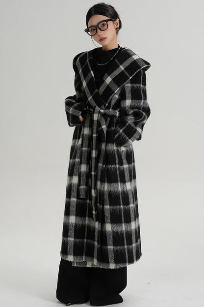 Plaid Alpaca Wool Coat