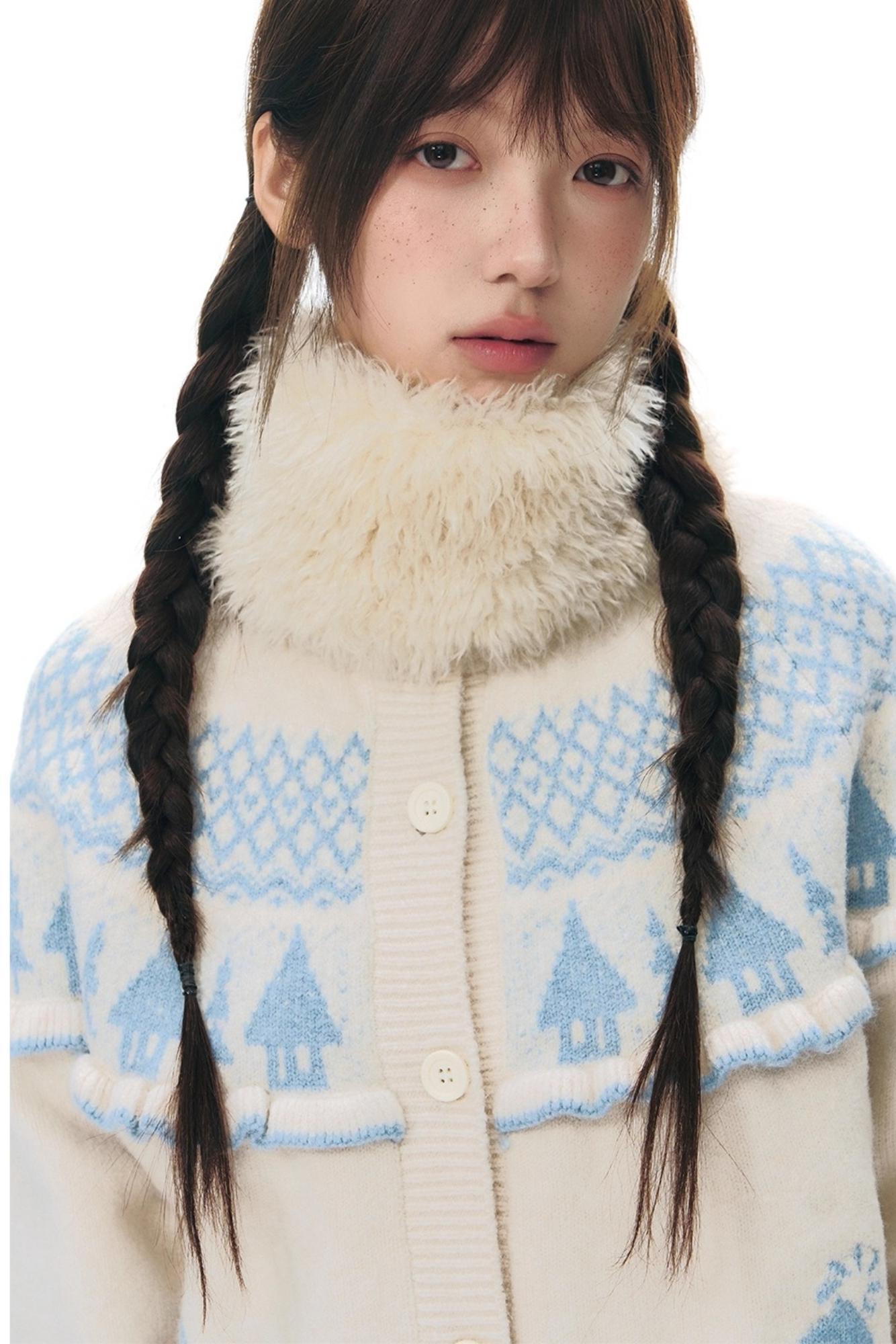Jacquard-Winterpullover-Set-up mit Schneeansicht