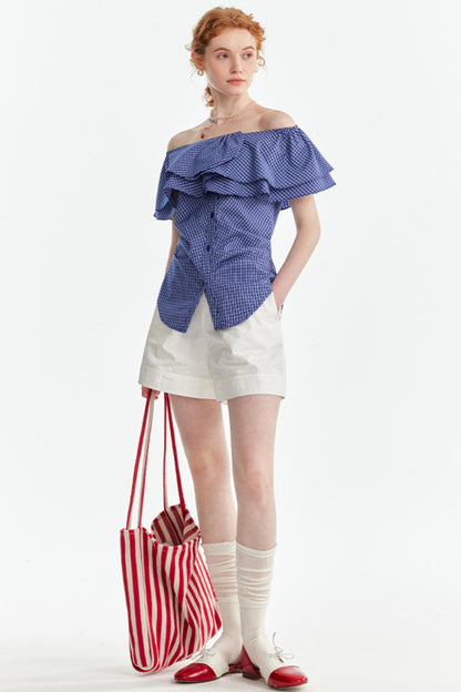 One-Shoulder Lyocell Ruffled Slimming Top