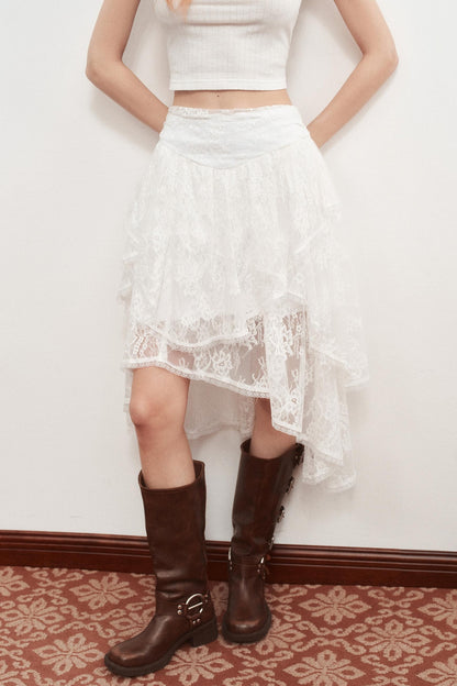 Irregular Thin White Skirt