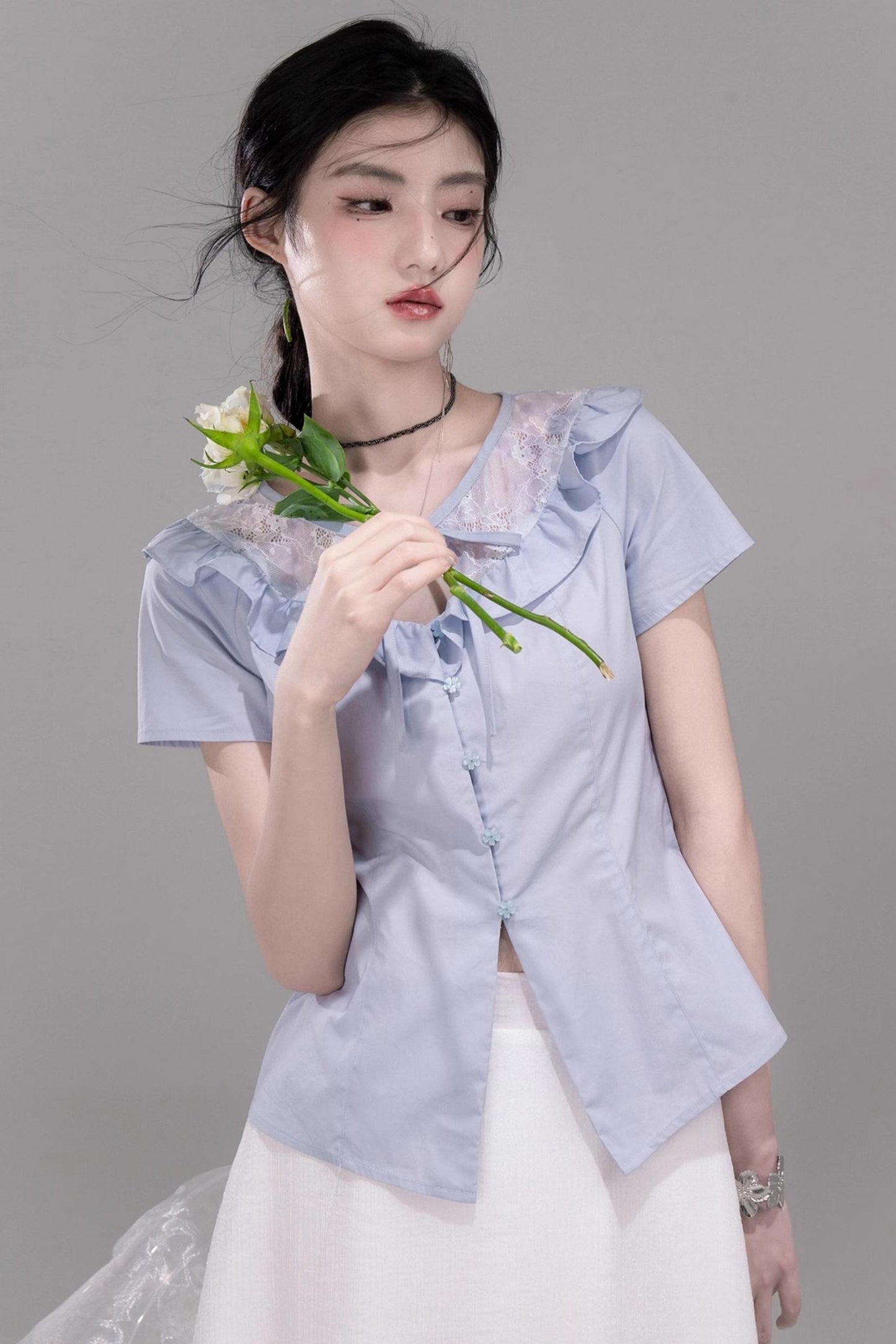 Curve Blue Cotton Shirt