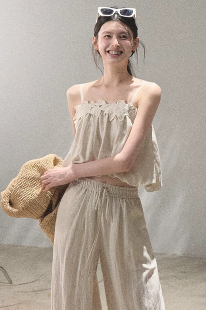 Lyocell-Leinen-Set aus Camisole und Hose