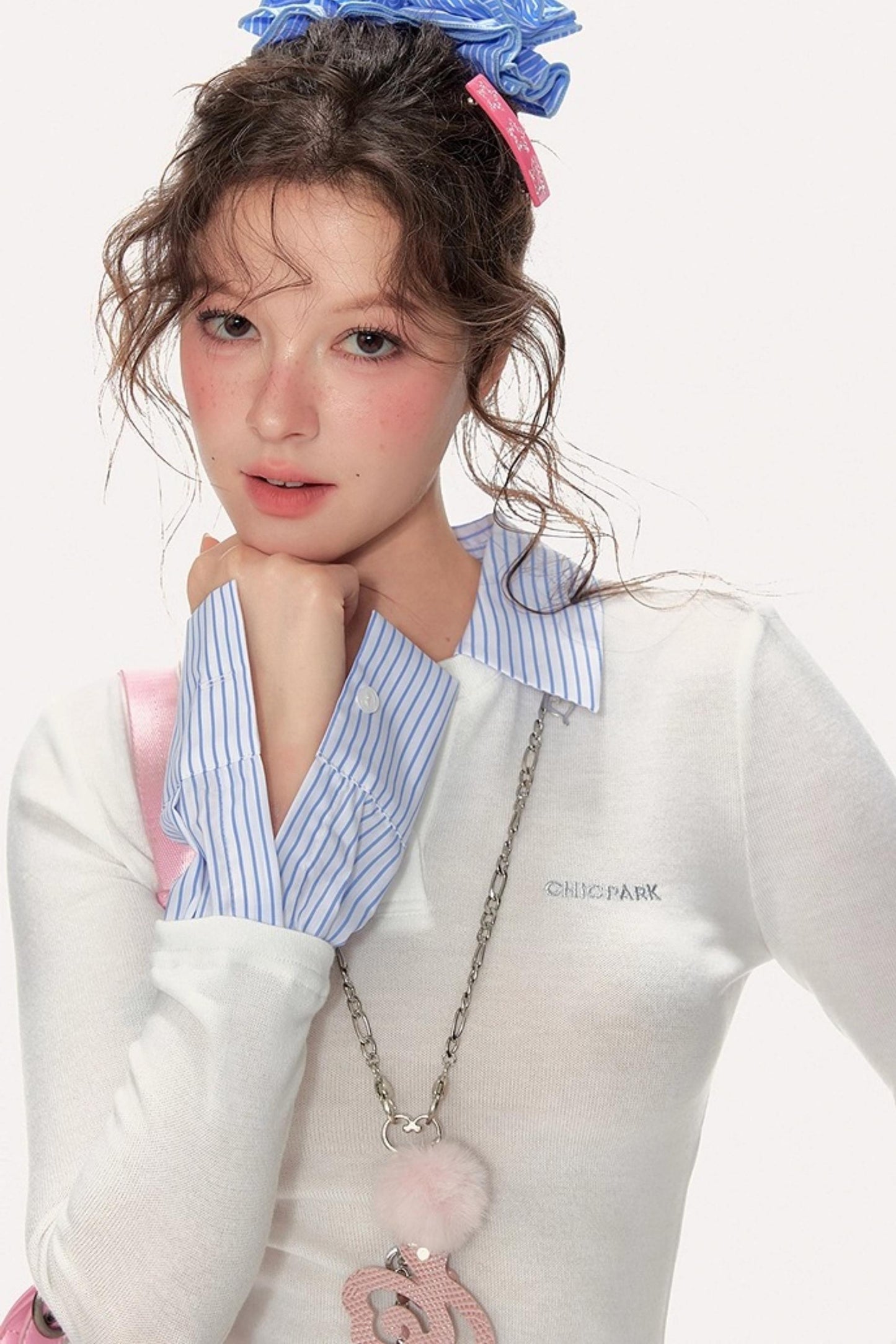 Fake Two-Piece Preppy Knit Sweater