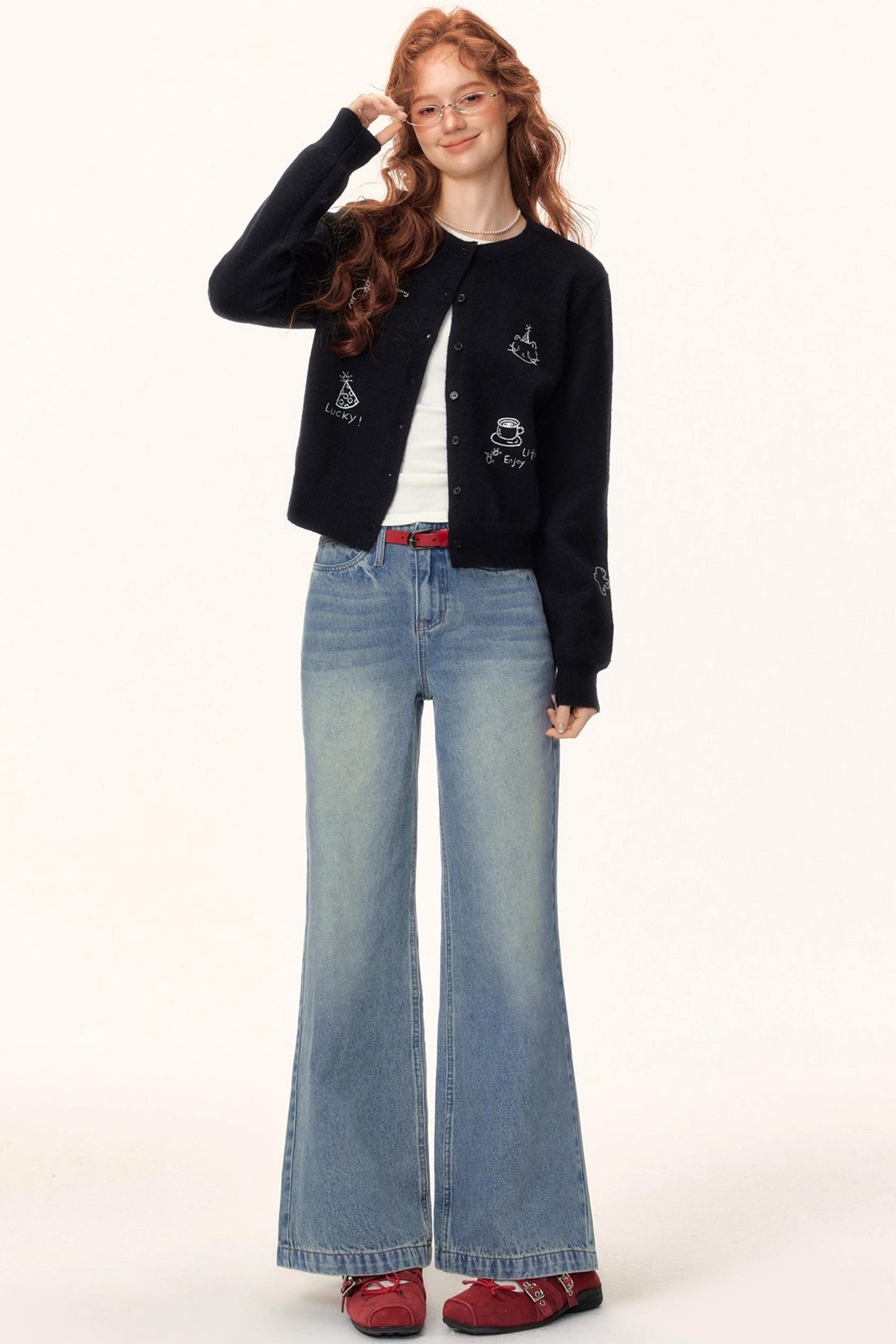 Washed Wide-Leg Winter Pants