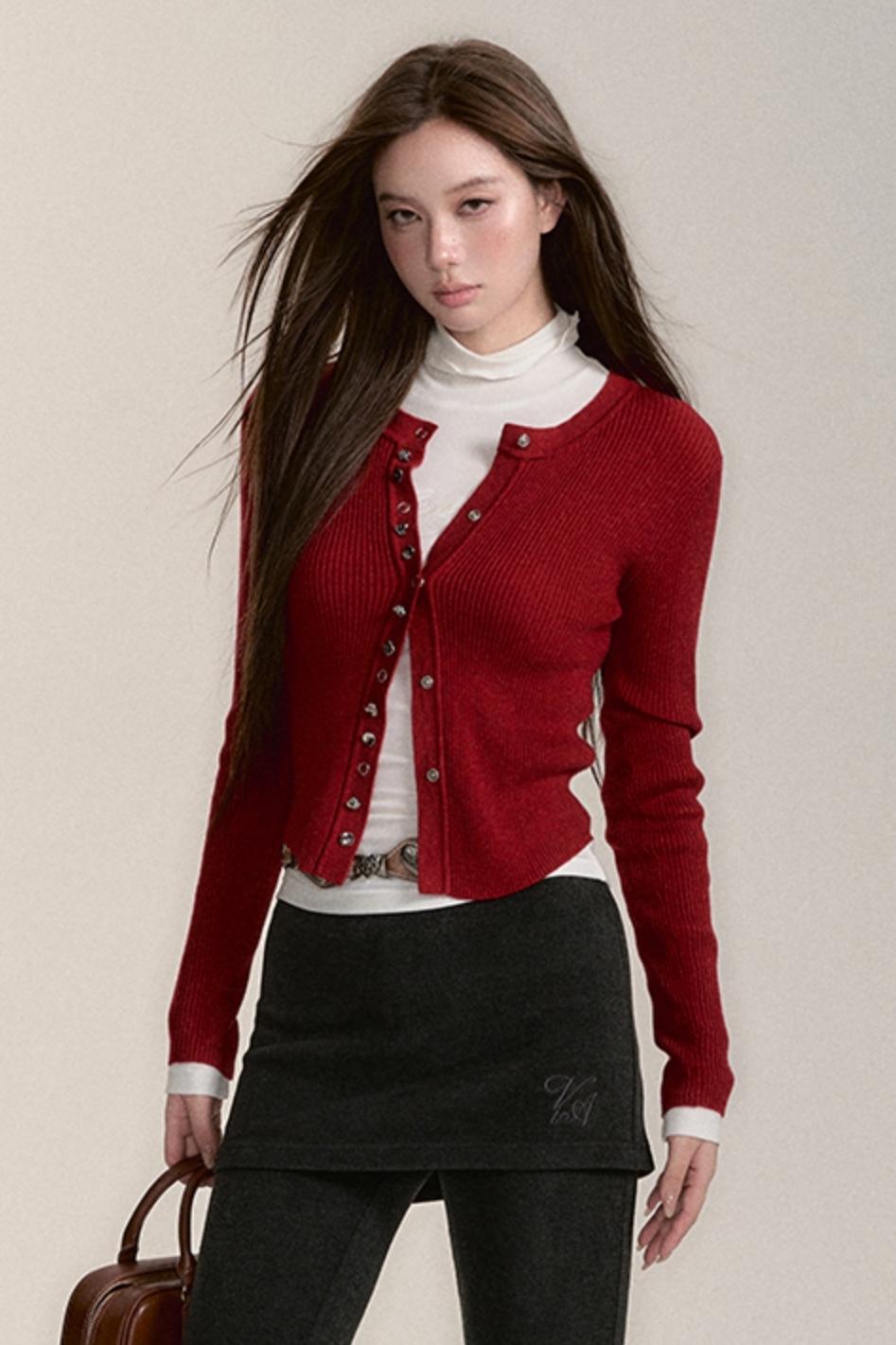 Slim Wool Button Cardigan