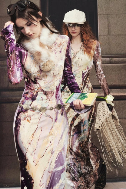 Velvet V-Neck Mermaid Dress