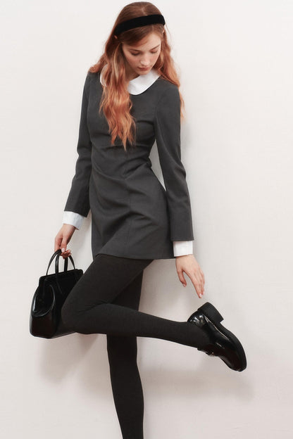 Wool Blend Double-Neck Dress