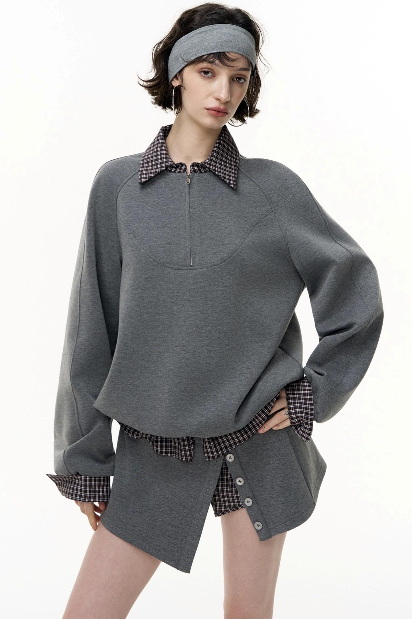 Patchwork Pullover Sweatshirt Set-Up