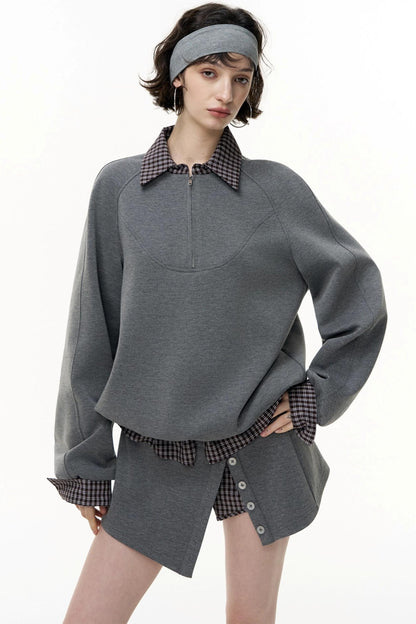 Patchwork Pullover Sweatshirt Set-Up