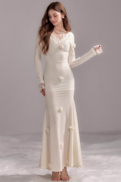 Three-Dimensional Mermaid Lace Patchwork Dress