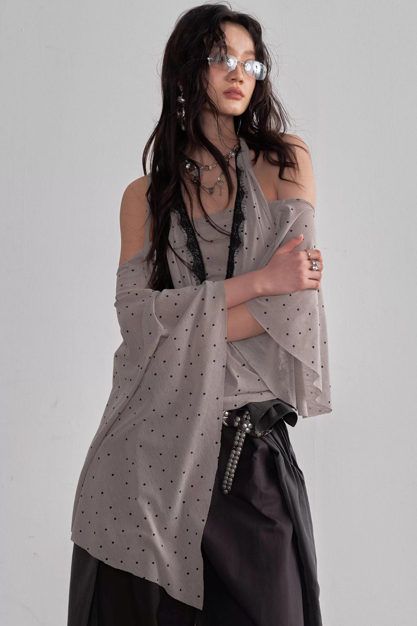 Asymmetrical Polka Dot Top