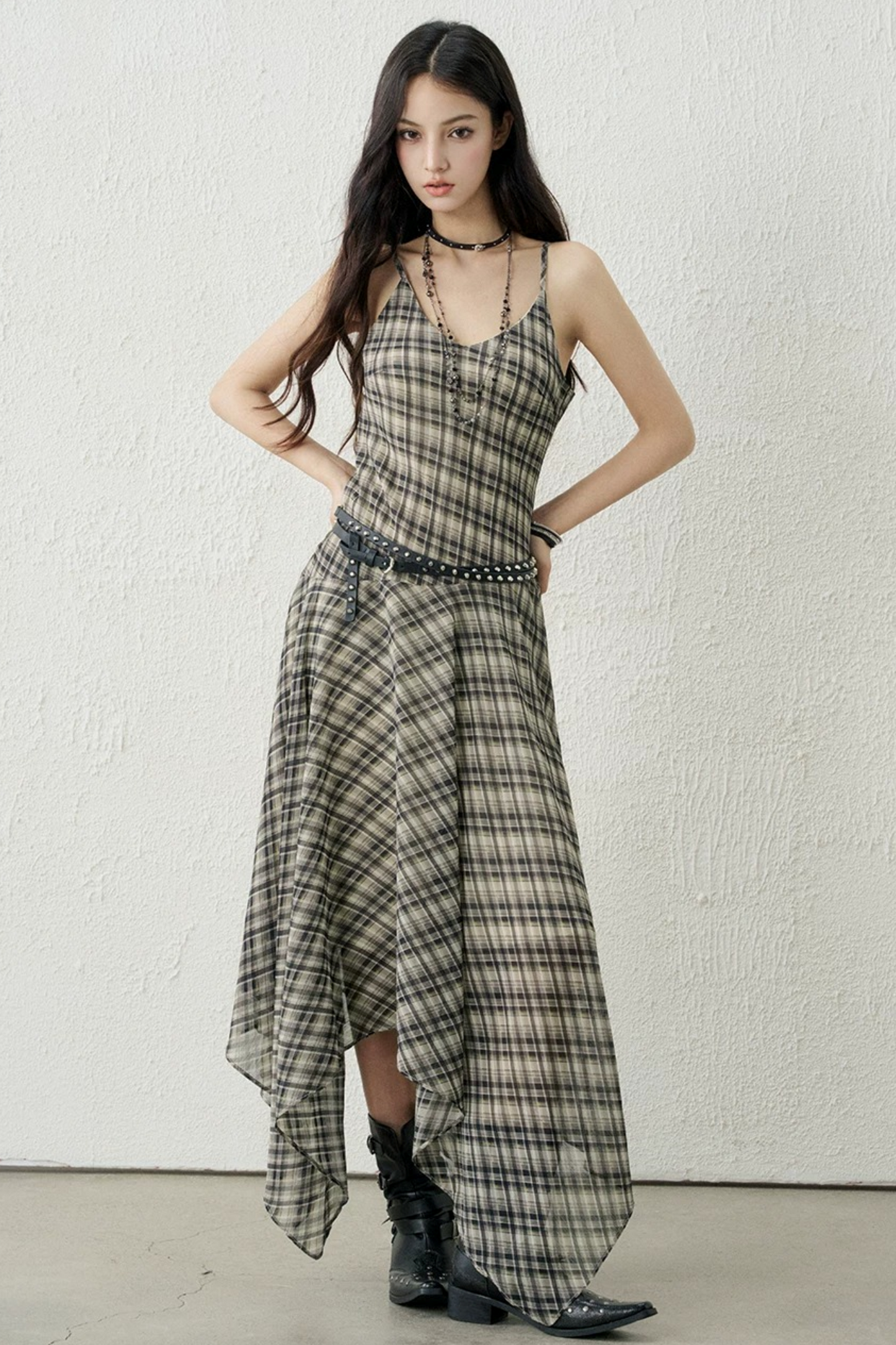 Retro Green Plaid Dress
