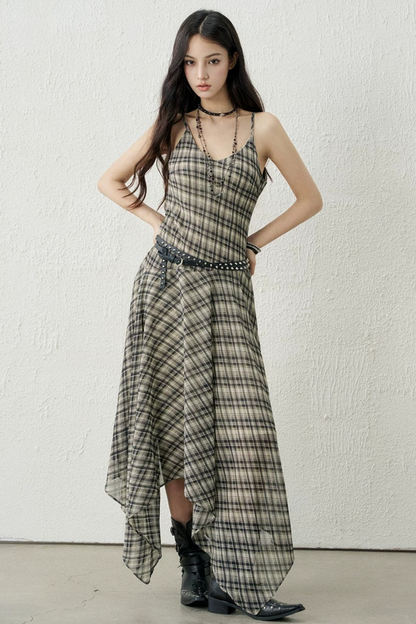Retro Green Plaid Dress