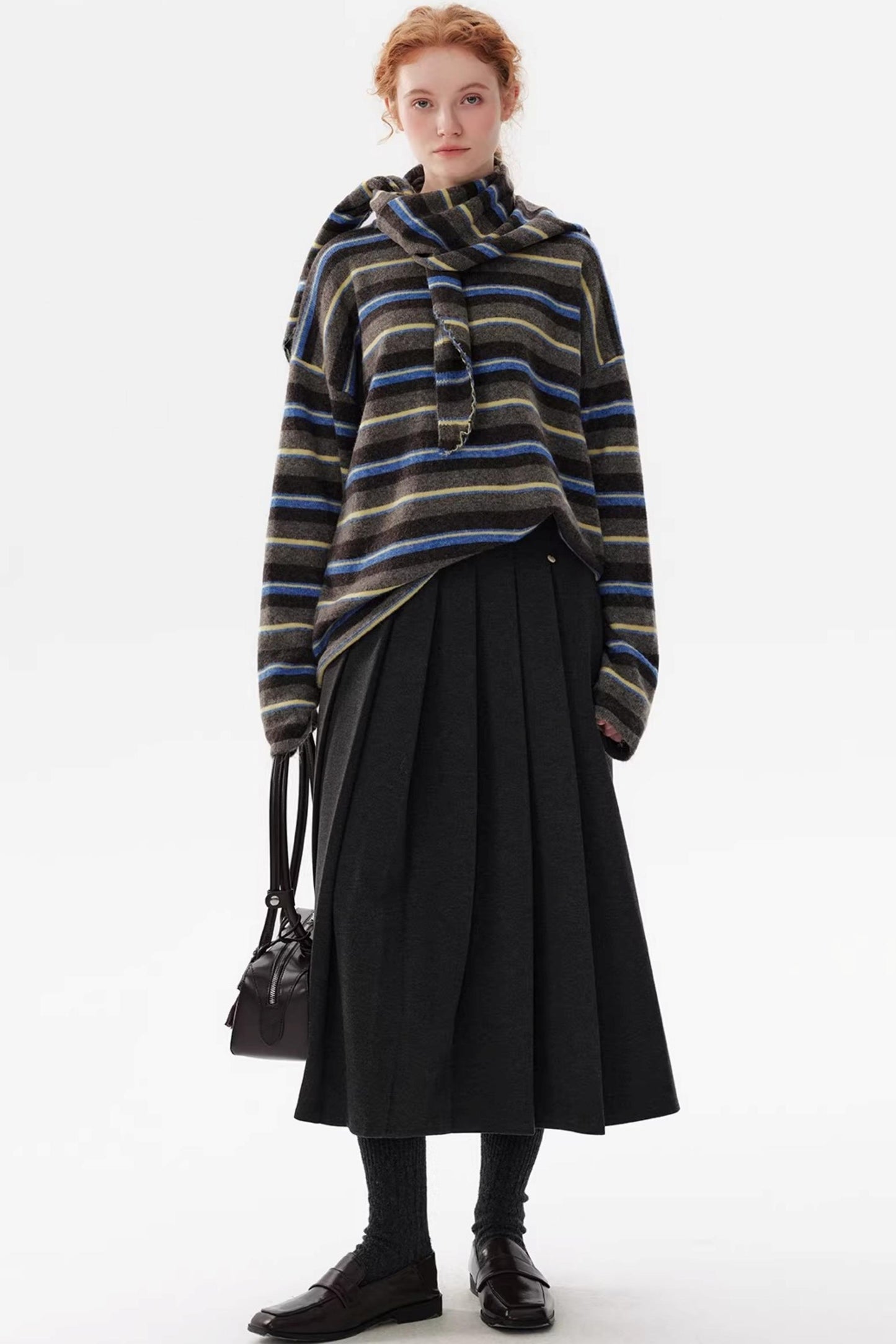 Color-Blocked Wool Knit Sweater Set-Up