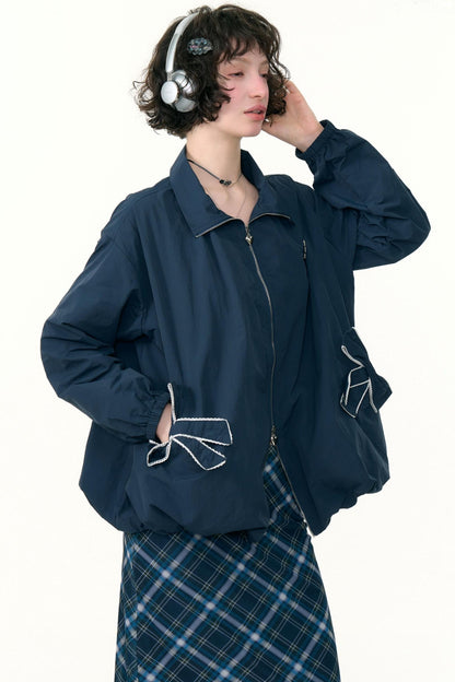 Autumn Winter Dark Blue Jacket