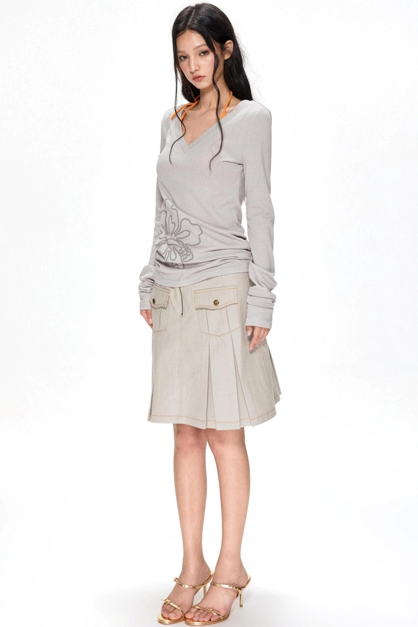 Vintage Pleated Midi Skirt