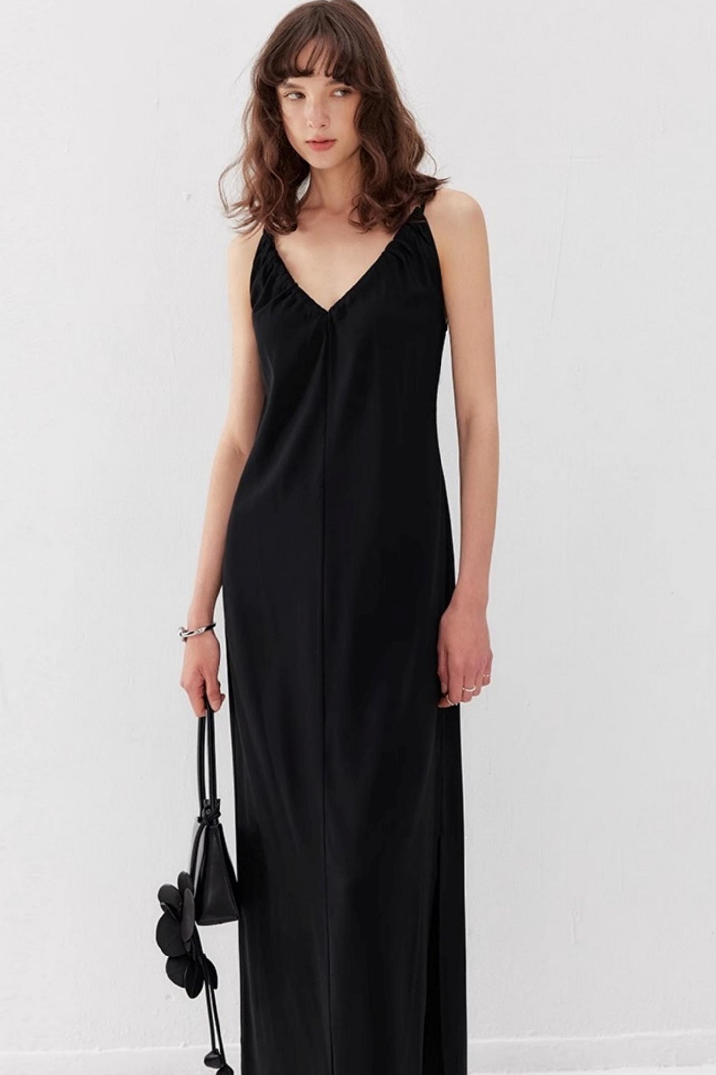 Draped Acetate Halter Maxi Dress