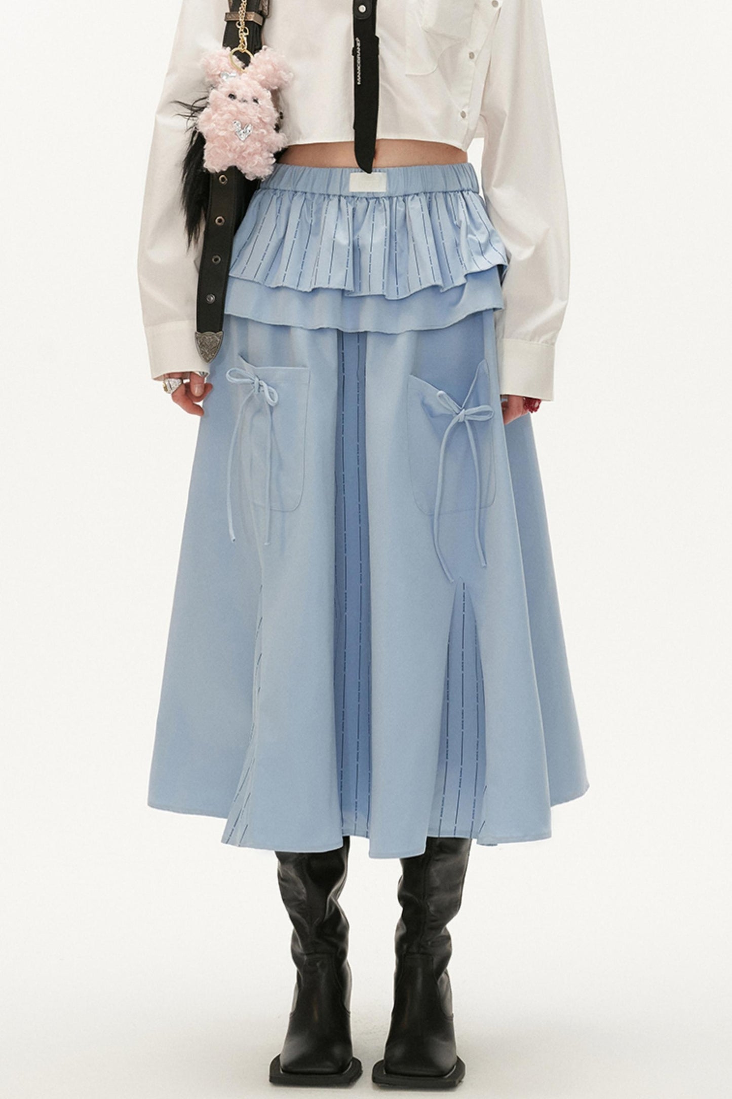 Temperament Khaki Blue Fashion Skirt