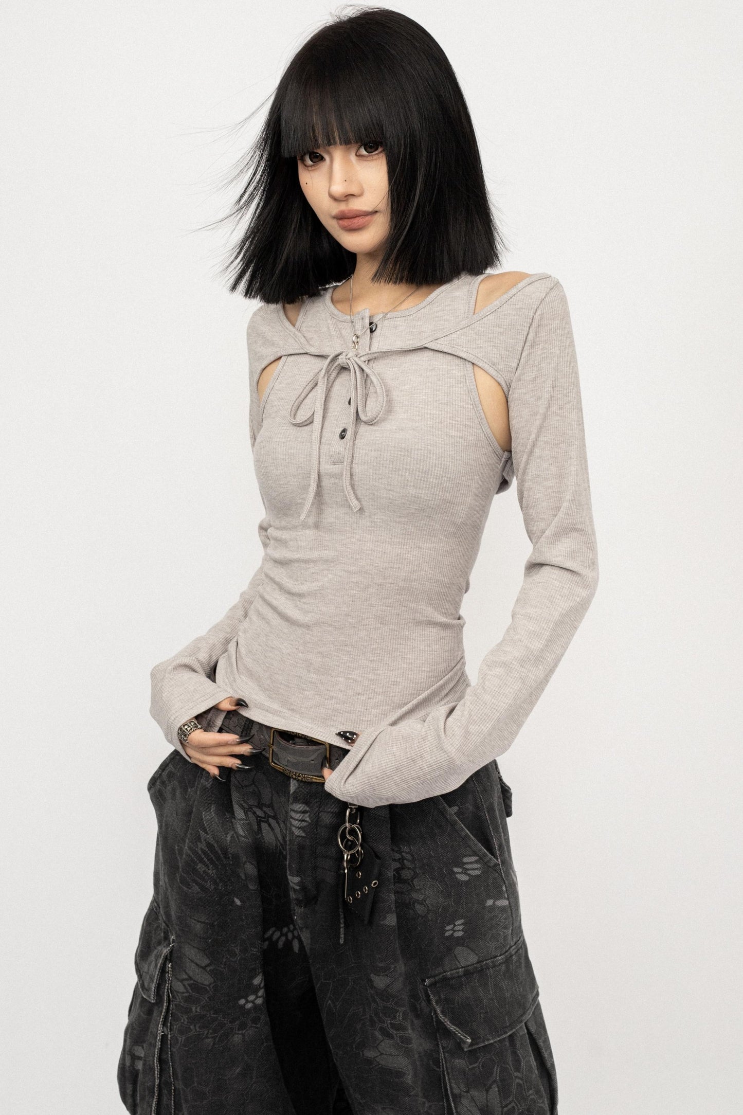 Strapless Long-Sleeve Top