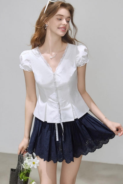 White V-Neck Slimming Shirt